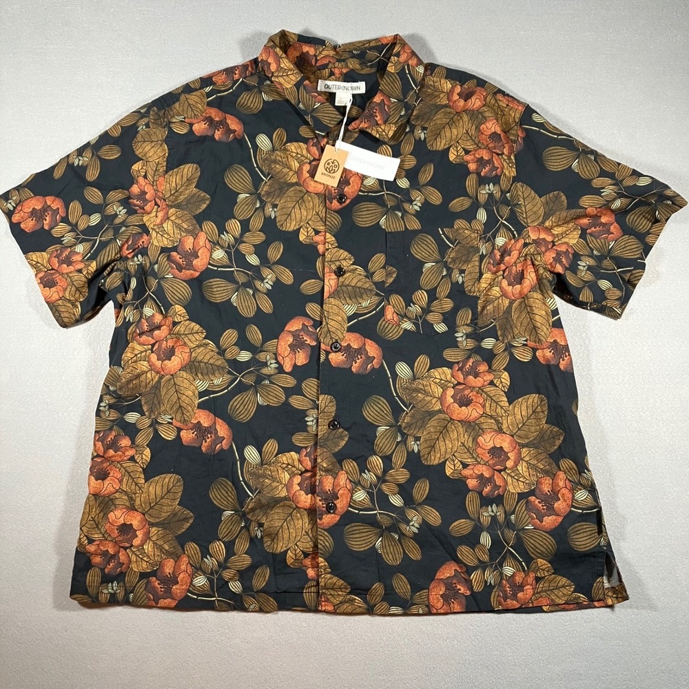 Outerknown Mens XL Hawiian Short Sleeve Button Up Shirt Organic Cotton Eco Surf